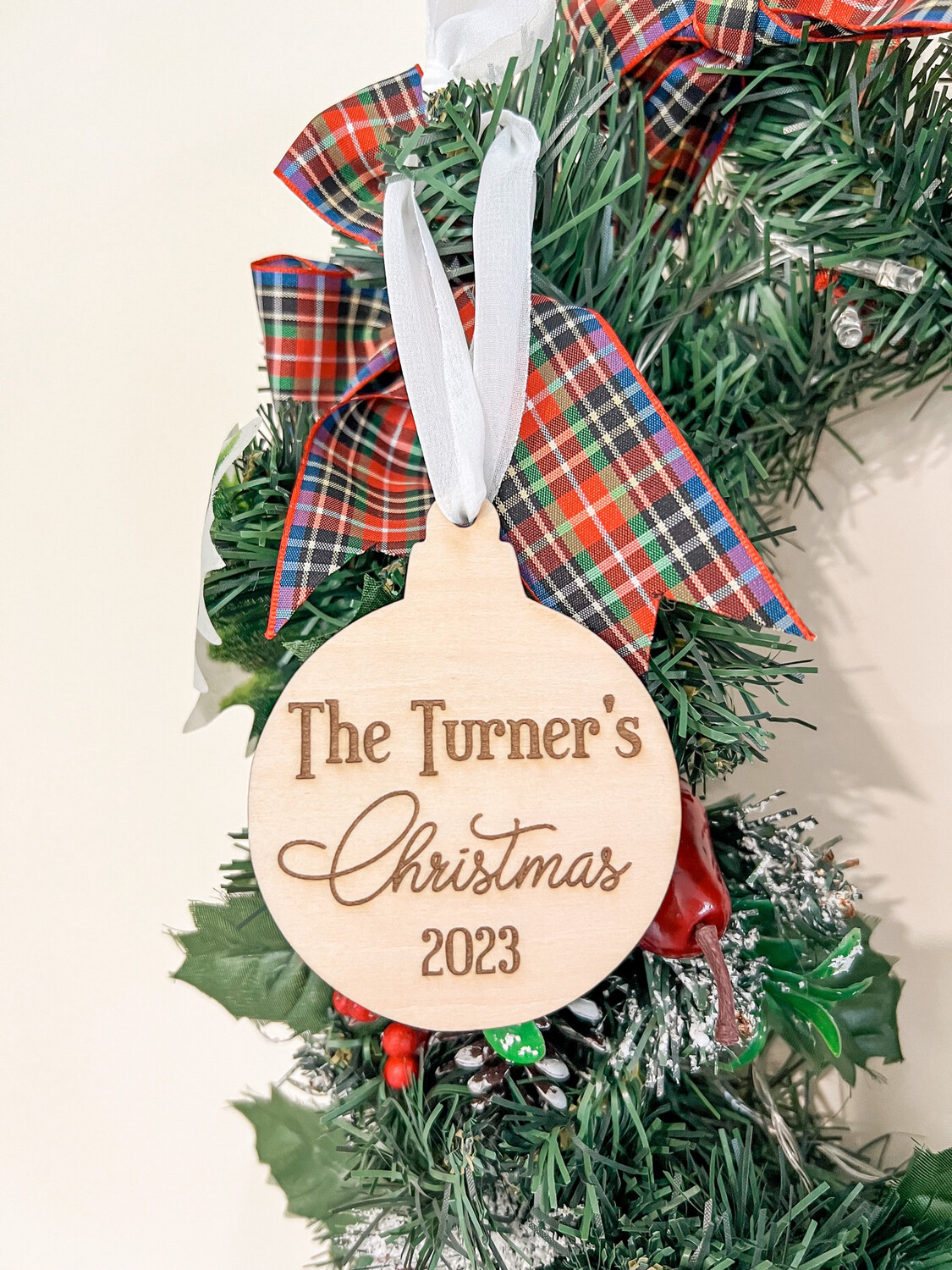 Personalised Wooden Family Name Christmas Decoration