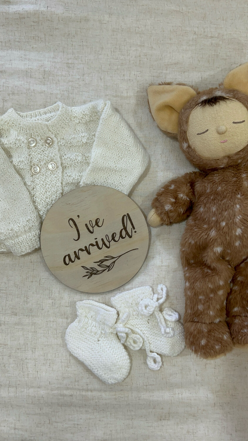 I&#39;ve arrived wooden Birth announcement