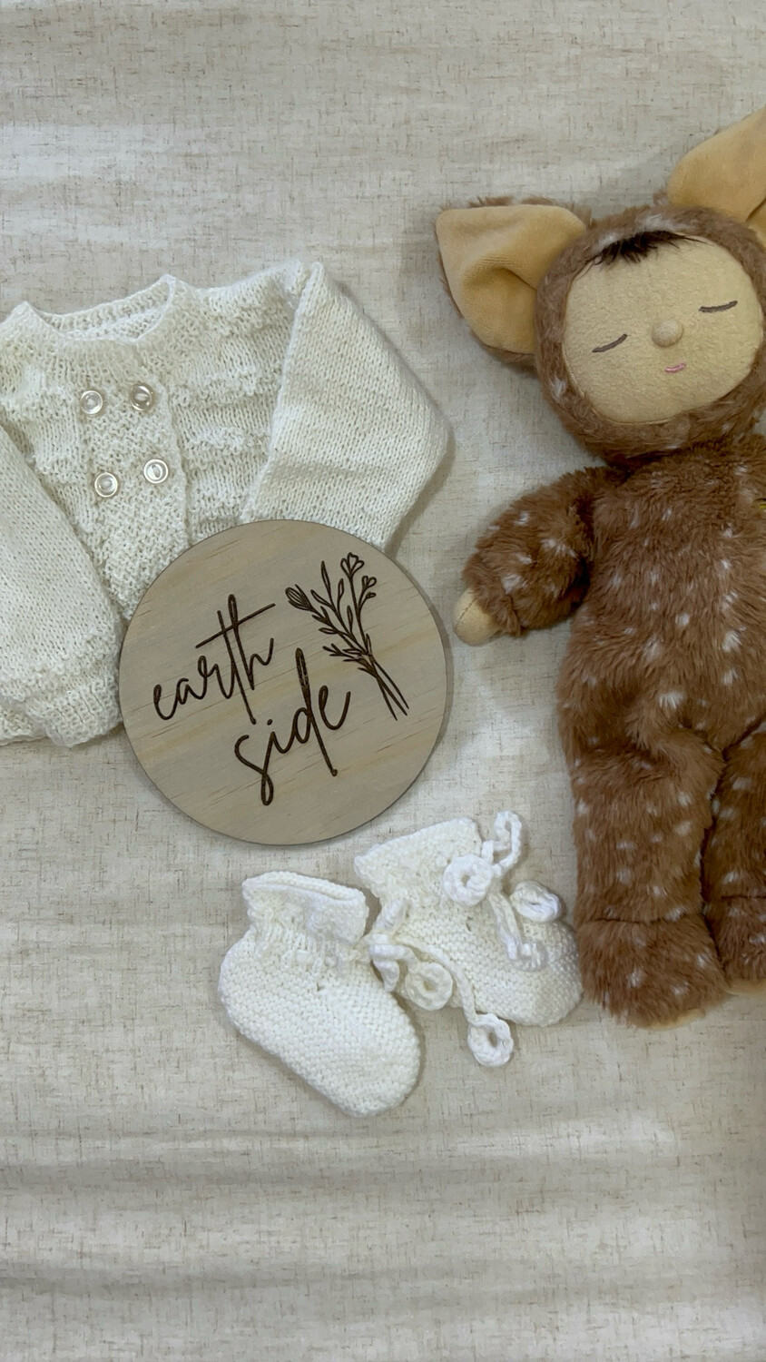 Earth Side Wooden Birth announcement