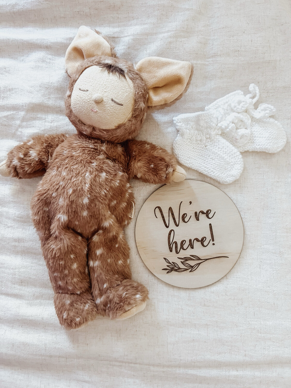 We&#39;re here! Wooden Birth Announcement