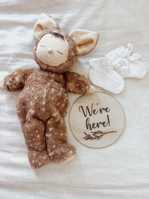 We're here! Wooden Birth Announcement