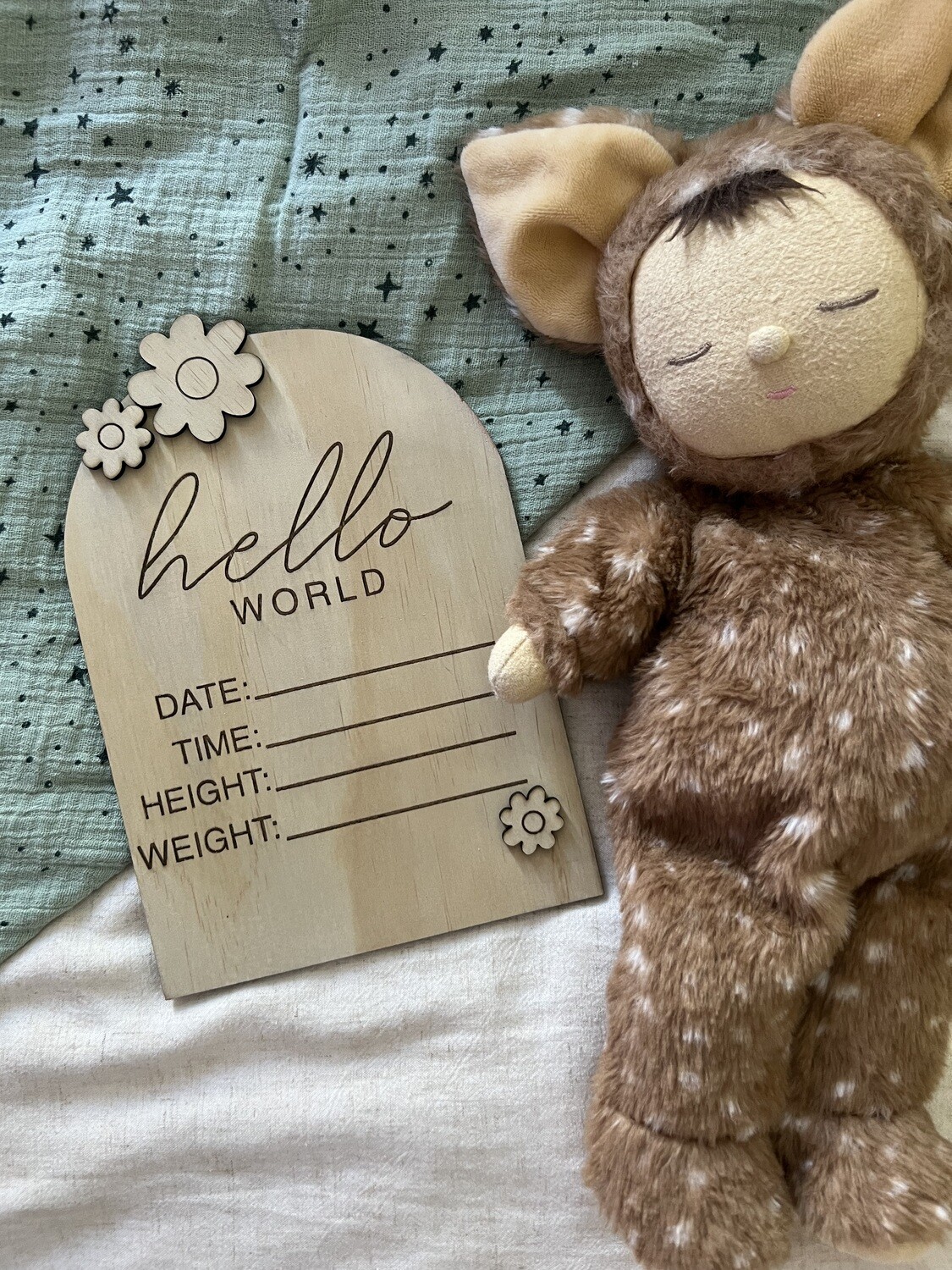 Wooden Birth Details Sign