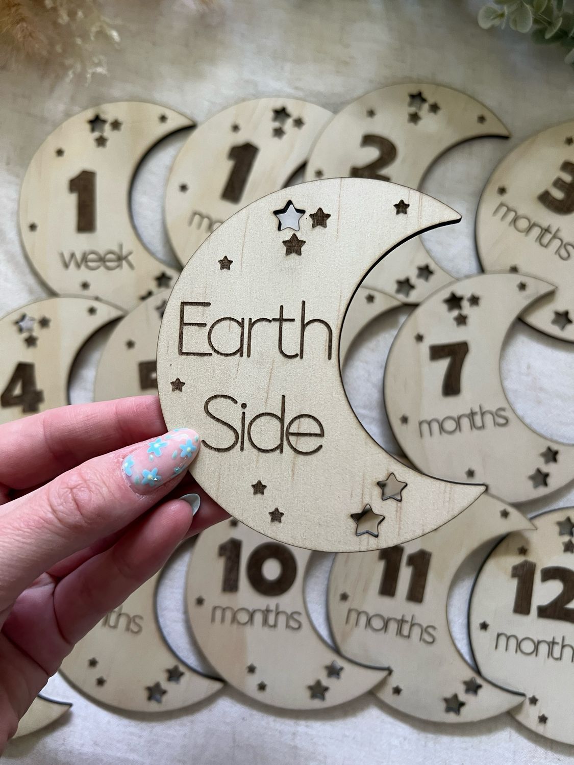 Wooden Milestone Discs - Moon