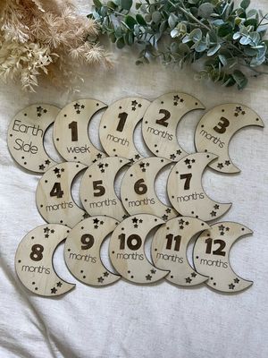 Wooden Milestone Discs - Moon