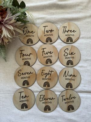 Wooden Milestone discs - rainbow