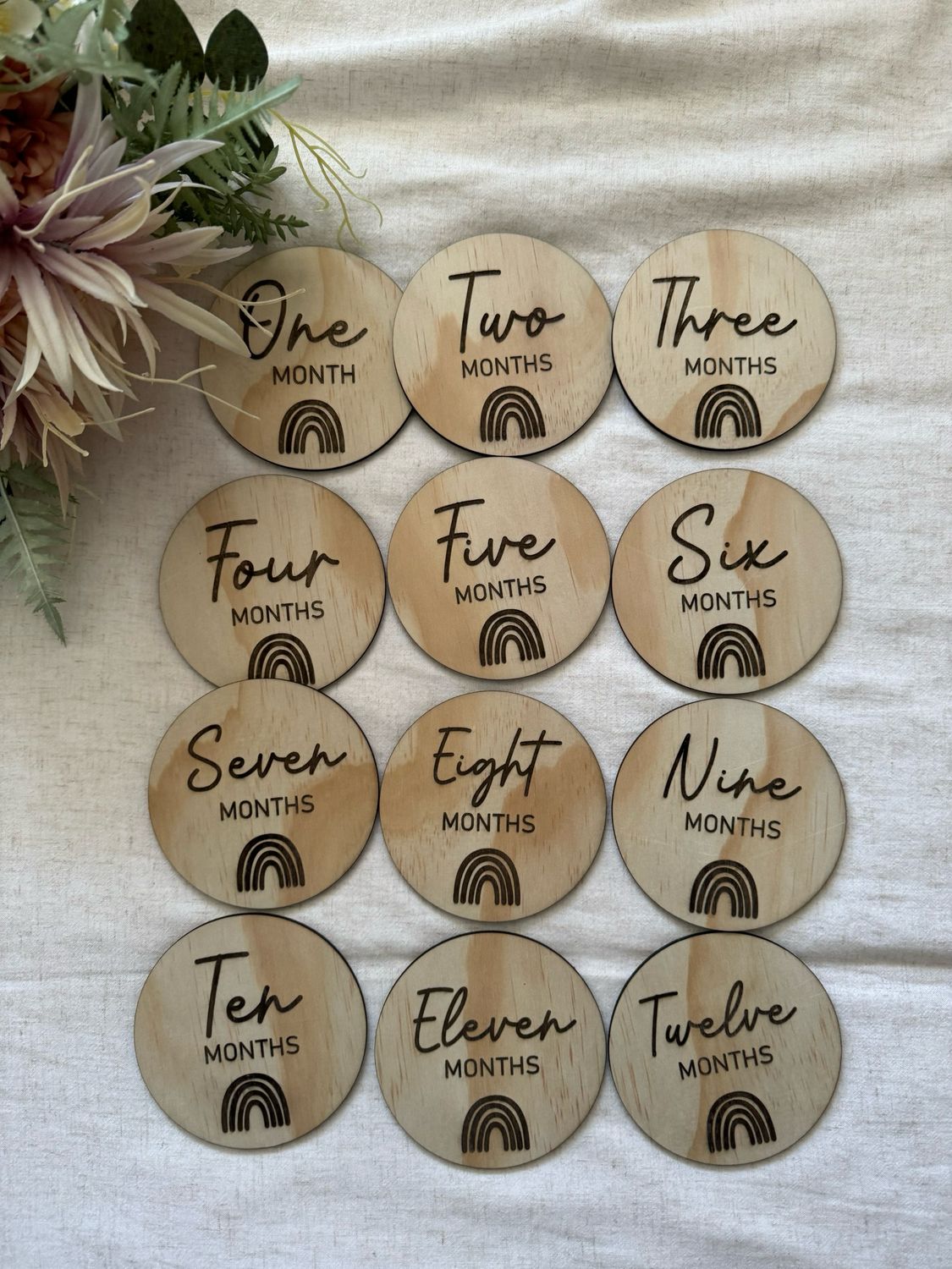 Wooden Milestone discs - rainbow