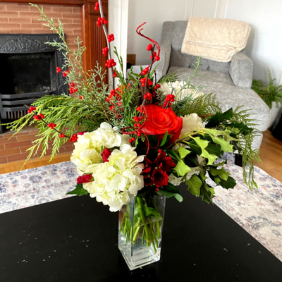 Tall Vase Floral Christmas Arrangement