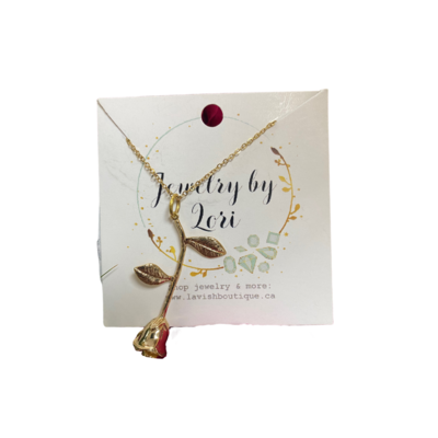 Dainty Gold Rose Necklace
