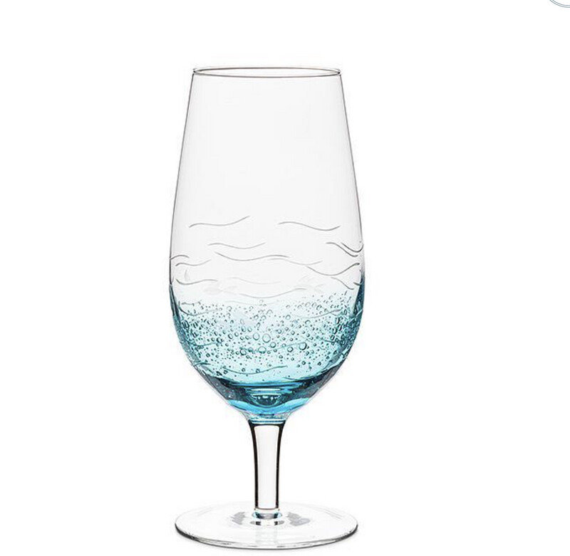 Fish Cut Blue and Clear Glasses