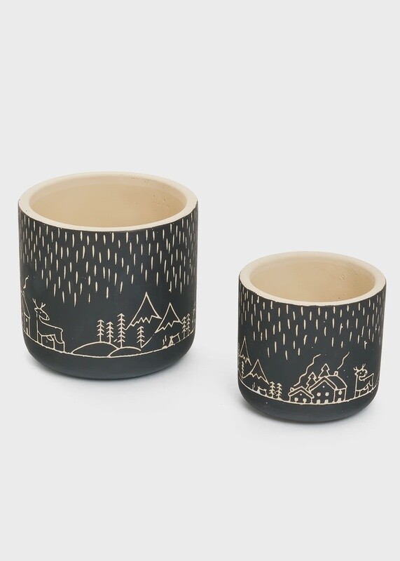 Black Planters with Designs