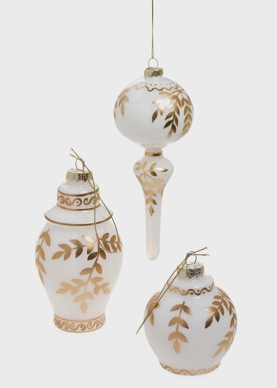 Glass Ornaments with Leaf Design