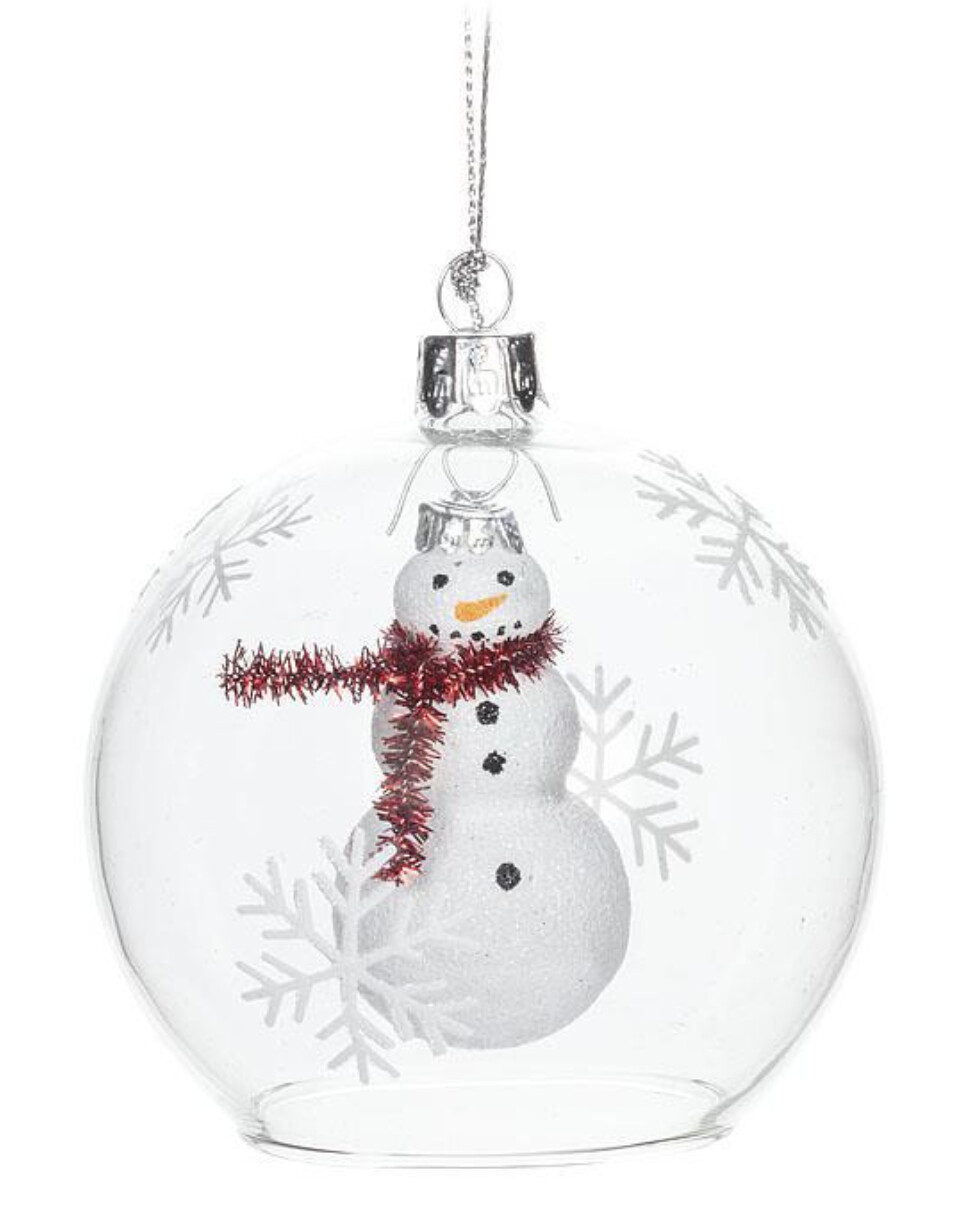 Dangling Snowman in Ball Ornament