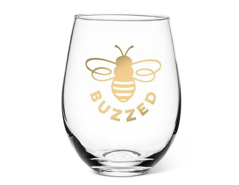 Bee BUZZED Stemless Wine Glass
