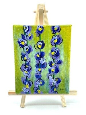 Mini Painting and Easel - Purple Floral Chains on Green - 4
