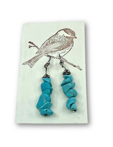 Stacked Turquoise Chip Earrings