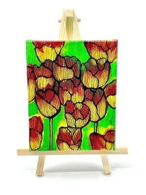 Mini Painting and Easel - Red & Yellow Tulip Field - 4