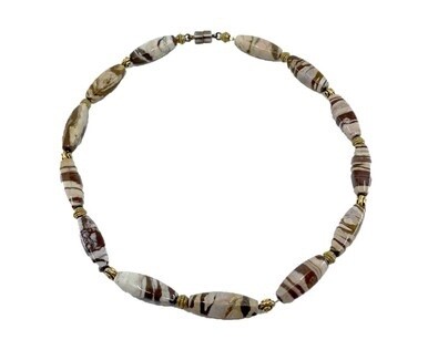 Jasper Earthtones Beaded Necklace with Gold Spacer Beads & Magnetic Clasp