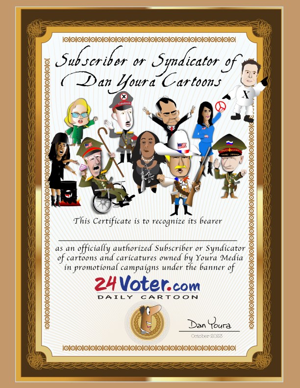 Syndication of Youra Cartoons posted DAILY on Your Web Page. $100 per month.