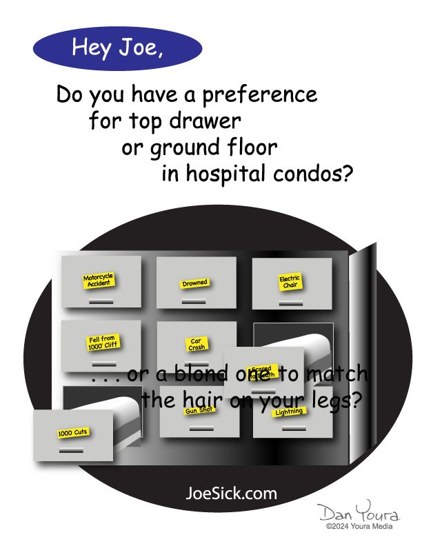 Joe Sick Sympathy Card –– Morgue Condos
