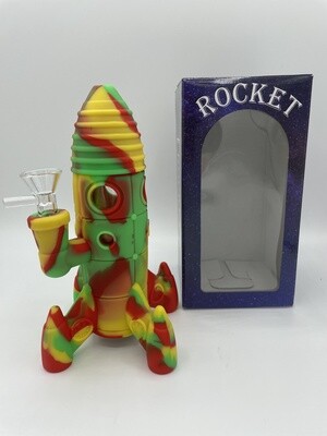 Rocket with Inner Glass LED 8 Inch Silicone Water Pipe - Assorted Colors