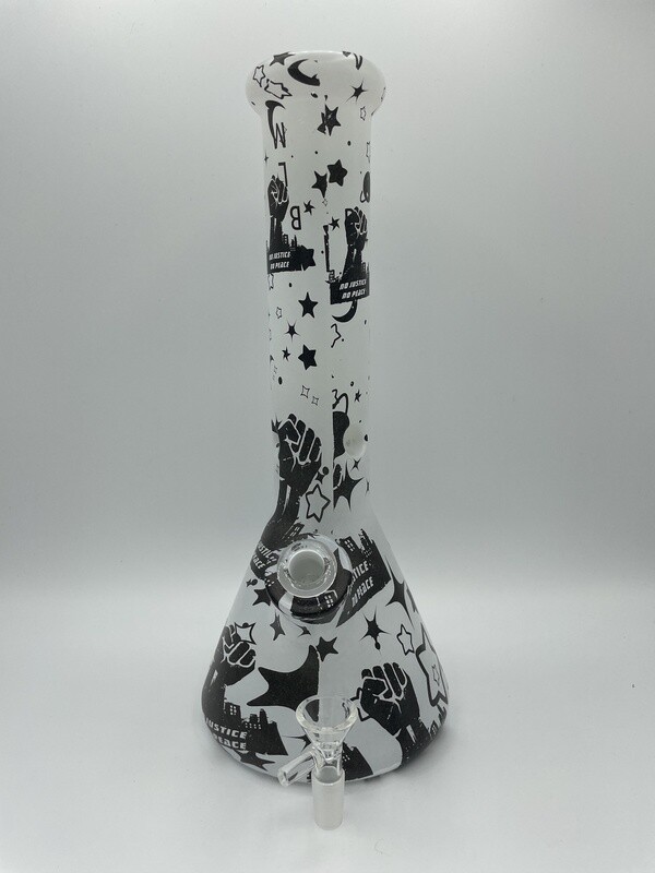 BLM Freedom Graffiti 7mm Beaker 12" Glass Waterpipe