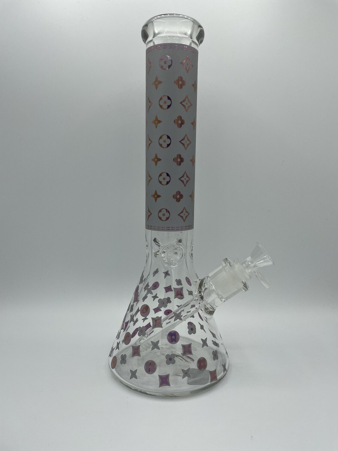 Floral Diamond Heavy Beaker 14 inch Glass Water Pipe - Assorted Colors