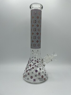 Floral Diamond Heavy Beaker 14 inch Glass Water Pipe - Assorted Colors