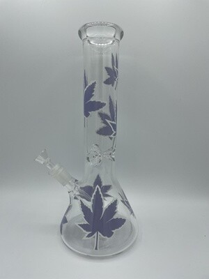 Leaf Glow in the Dark 5mm Beaker 12 Inch Glass Water Pipe - Assorted Colors