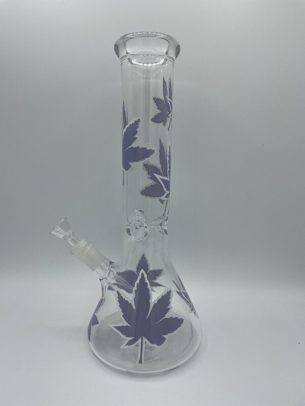 Leaf Glow in the Dark 5mm Beaker 12" Glass Water Pipe - Assorted Colors