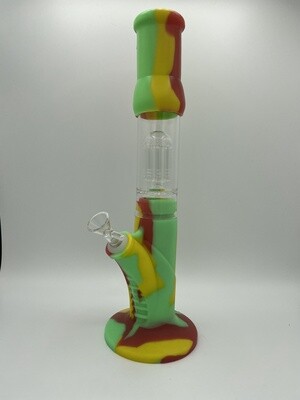 Straight Tube (Glass 8 Arm Perc) 15 Inch Silicone Water Pipe