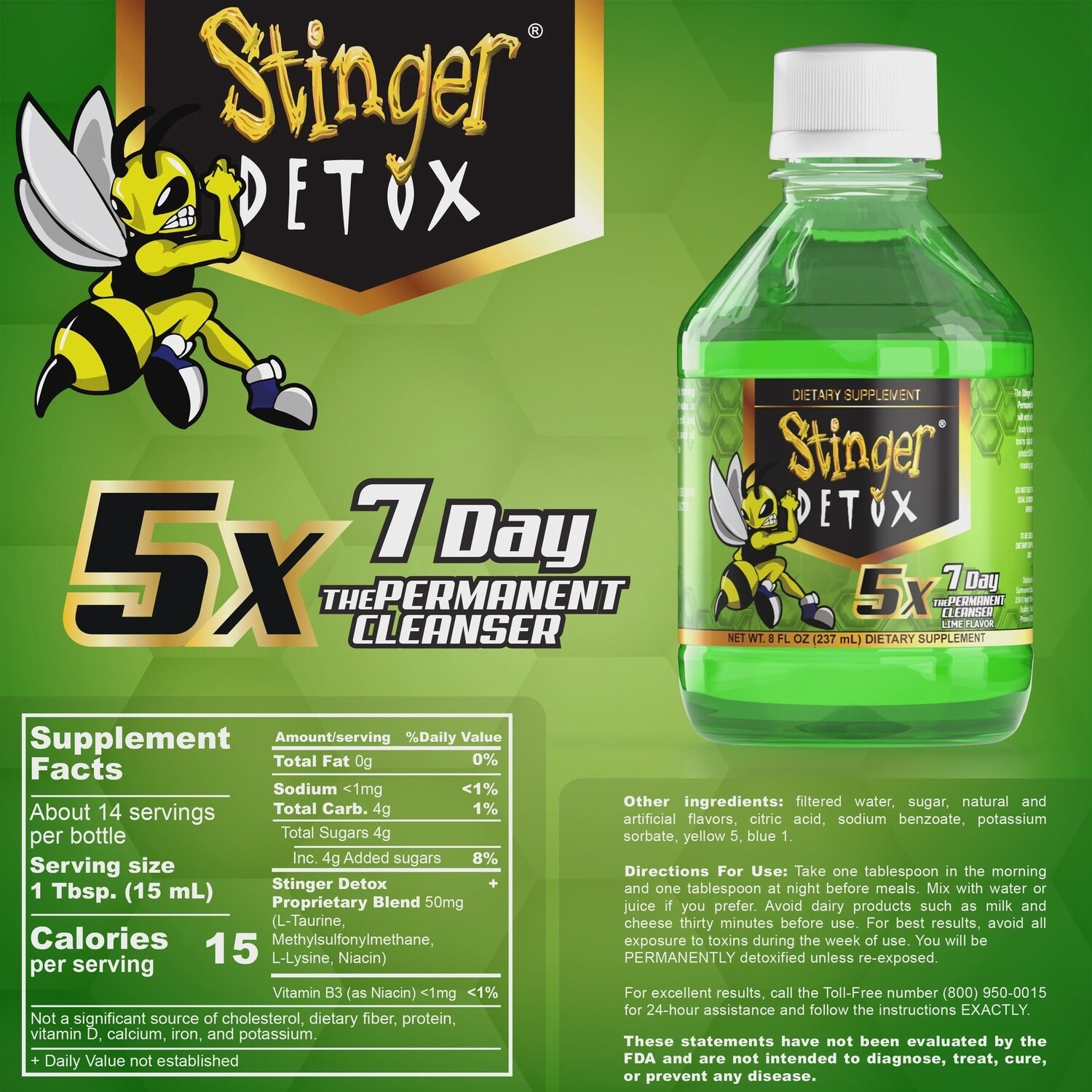 Stinger Detox 7-Day Permanent Cleanser, Flavor: Lime