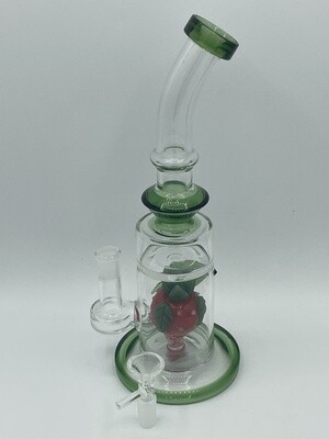 Bent Neck with Strawberry Perc 12 inch Glass Water Pipe - Assorted Colors