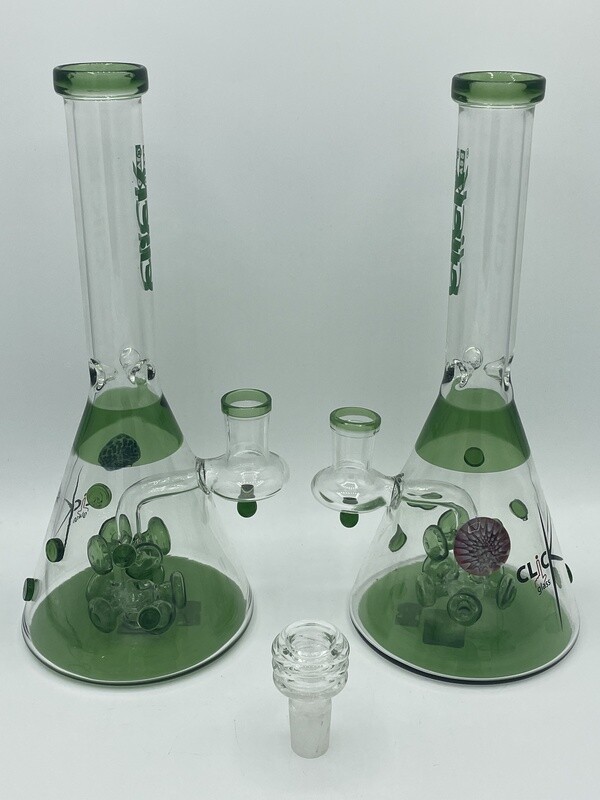 Click Glass Studded Beaker 11" Glass Waterpipe - Assorted Colors