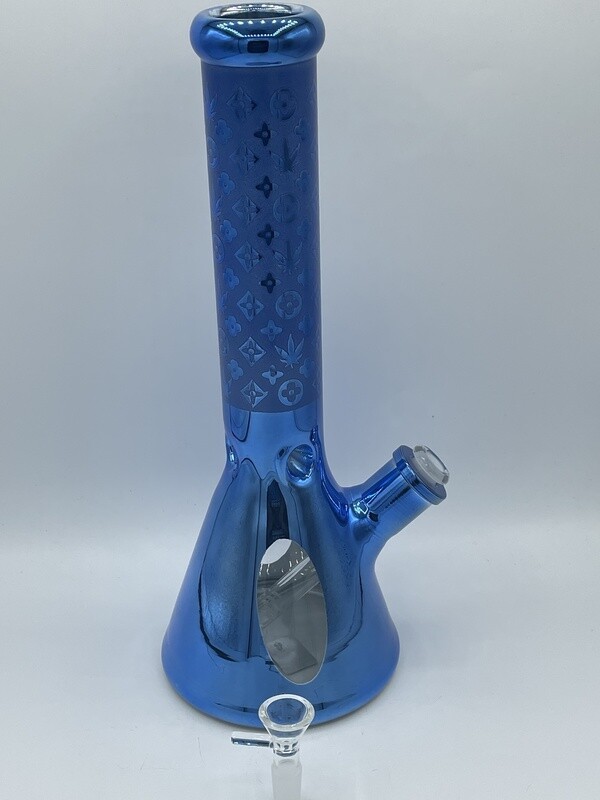 Electroplated Flower Beaker 7mm 14" Glass Water Pipe