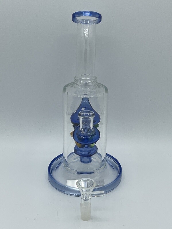 Four Mushroom Perc Sleek 12" Glass Waterpipe - Assorted Colors