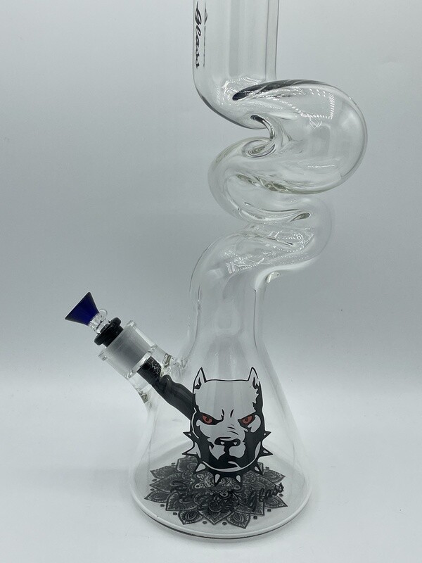 Pitbull Triple Zig Zag 9mm Beaker 18" Glass Water Pipe