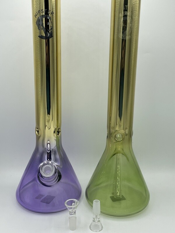 Hipster Full Electroplated Beaker 18" 7mm Glass Waterpipe - Assorted Colors