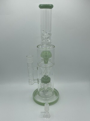 Multi Button with Showerhead Perc 16 Inch Glass Water Pipe - Assorted Colors