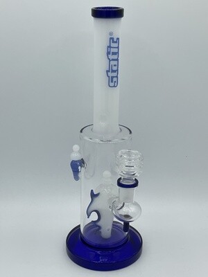 Static Full Color Tube with Seashell Perc 13 Inch Glass Water Pipe - Assorted Colors