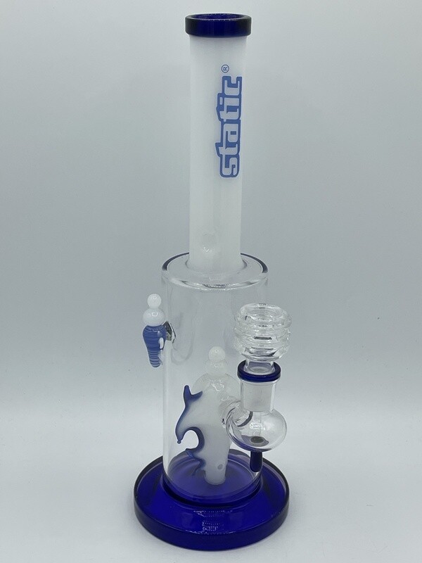 Static Full Color Tube w/ Seashell Perc 13" Glass Waterpipe - Assorted Colors