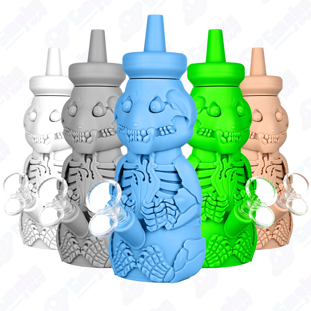 Silicone Honey Bear Skeleton Bubbler-8.5“/14mm F/Colors Vary