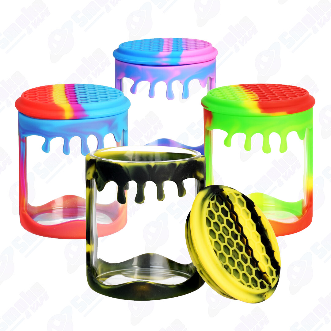Silicone Wrapped Glass Storage Jar - 100mL | Colors Vary