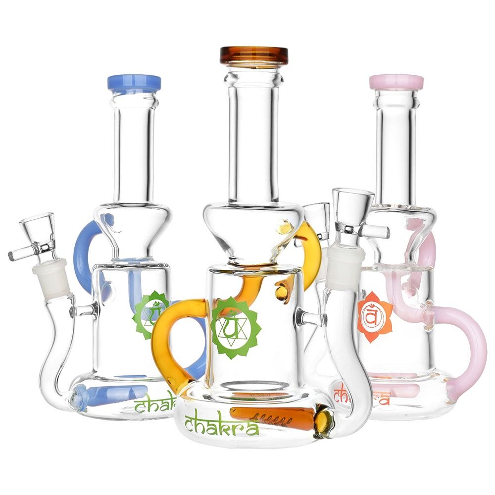 Chakra Recycler 7.75" Glass  Waterpipe 14mm F - Colors Vary