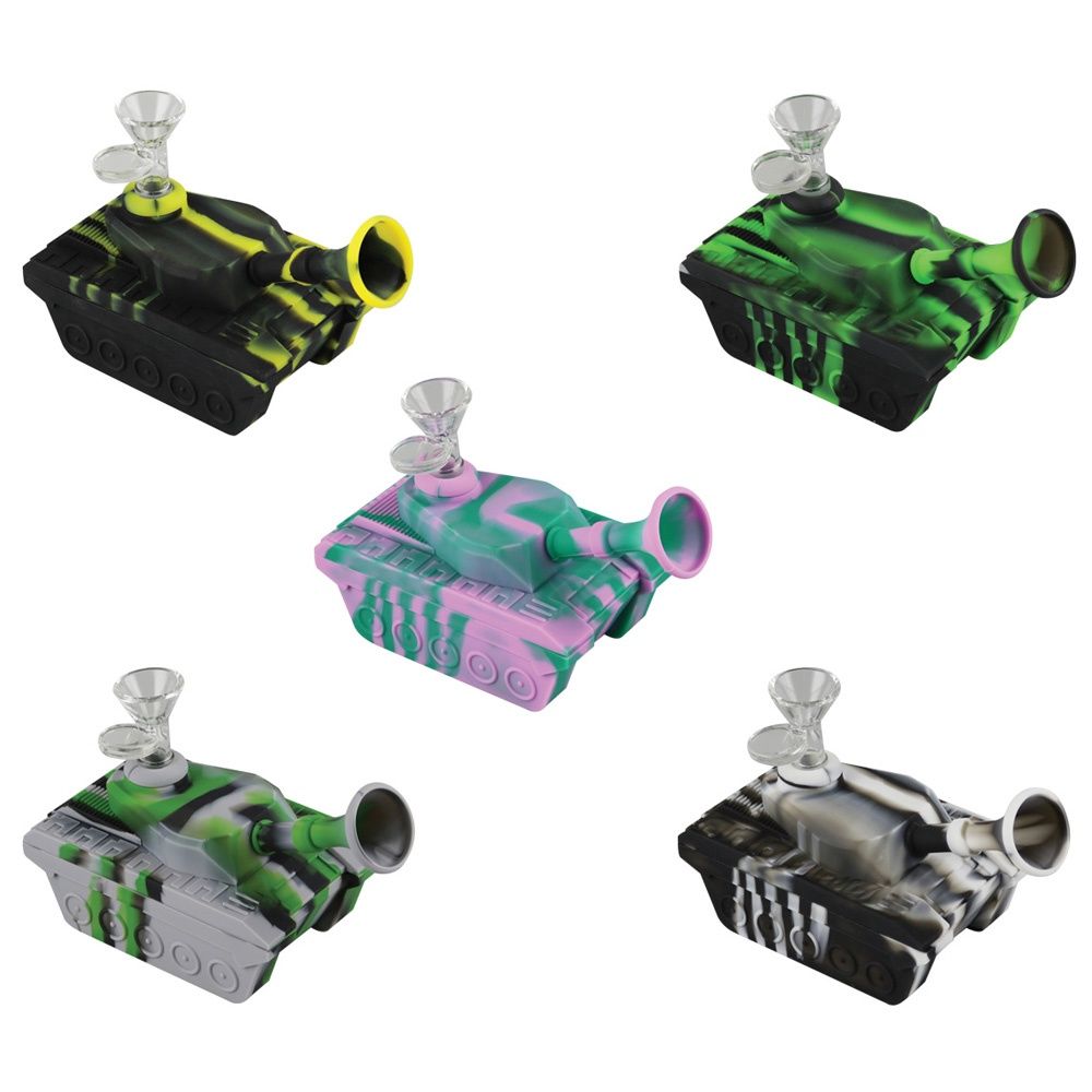 Tank 6" Silicone Waterpipe 14mm F - Colors Vary