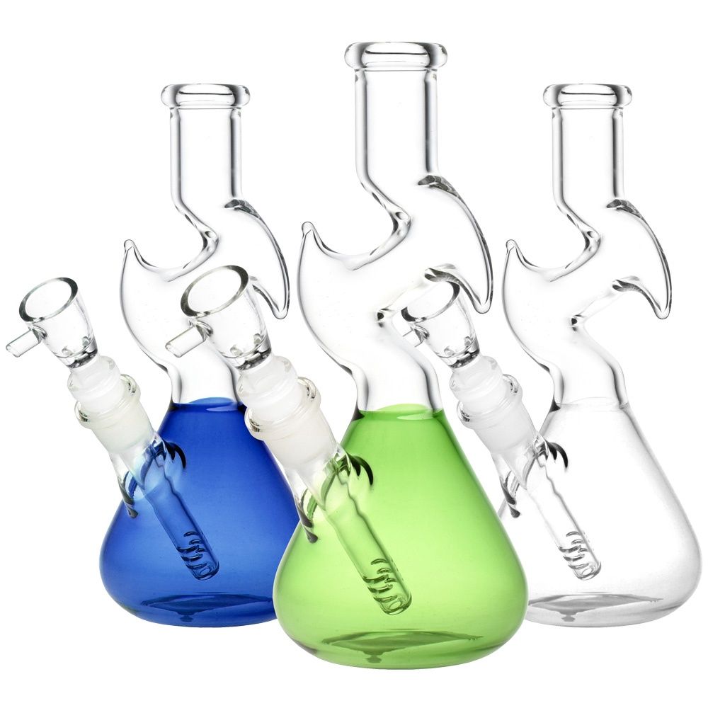 Zig Zag Minimalist 8" Glass Waterpipe 14mm F - Colors Vary