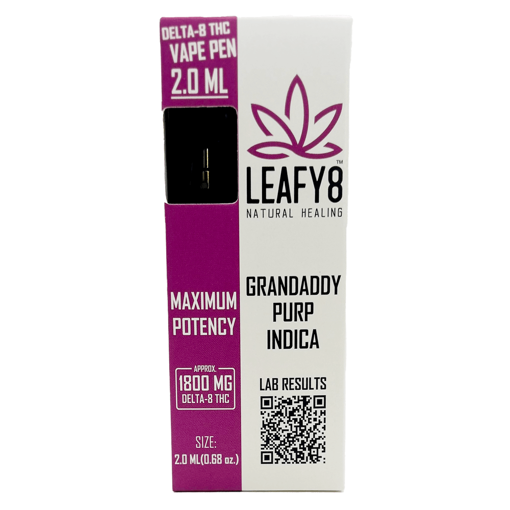 Leafy8 Delta 8 THC Disposable, Strains: Grandaddy Purp (Indica)