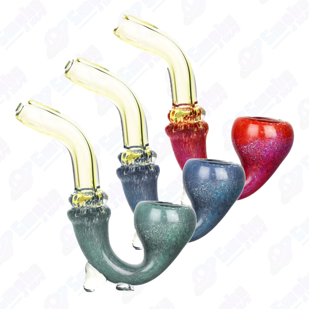 Fritted Flow Stand-up Glass Sherlock Pipe - 5“ / Colors Vary