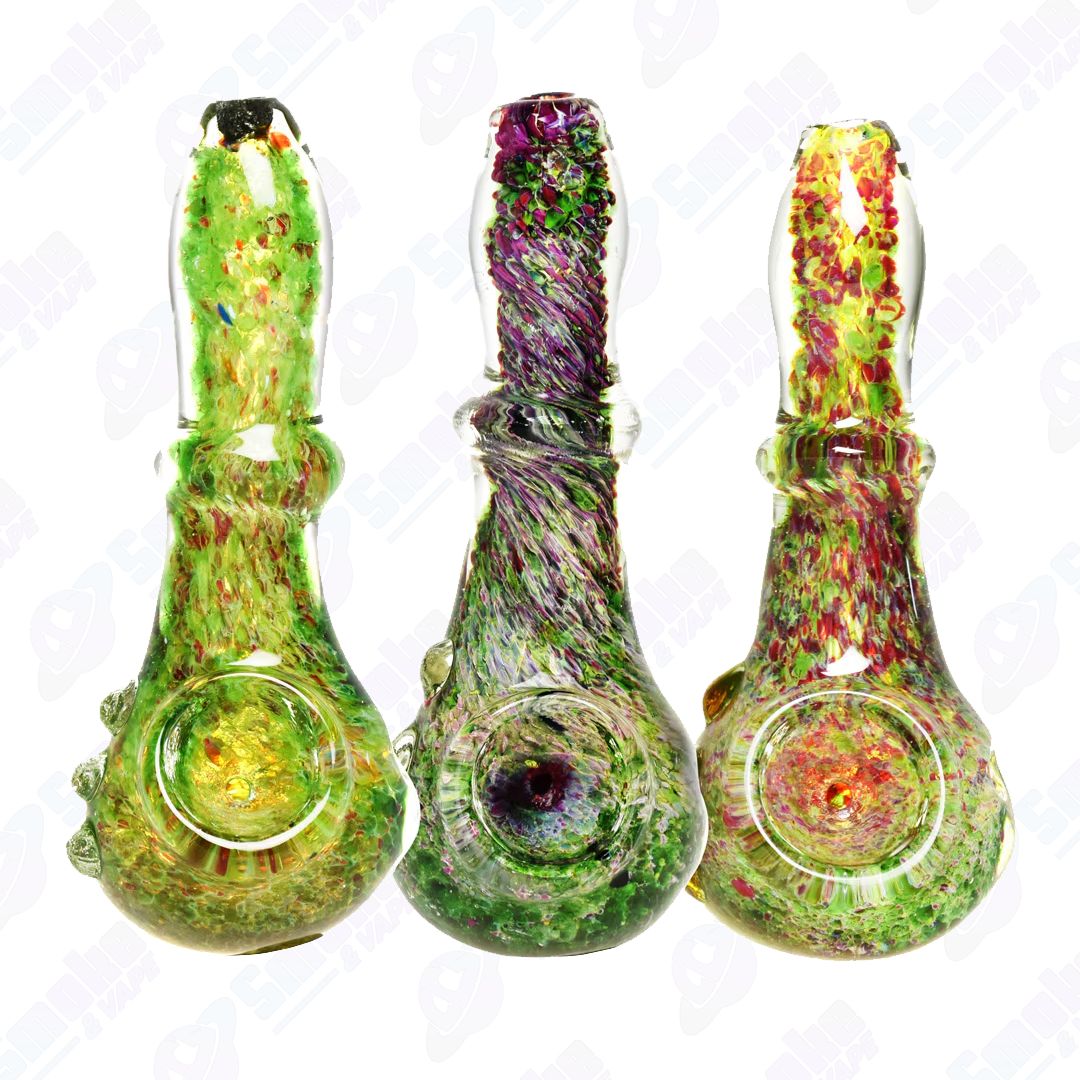 Swamp Bottom Fritted Hand Pipe w/ Marbles - 4.5”/Colors Vary