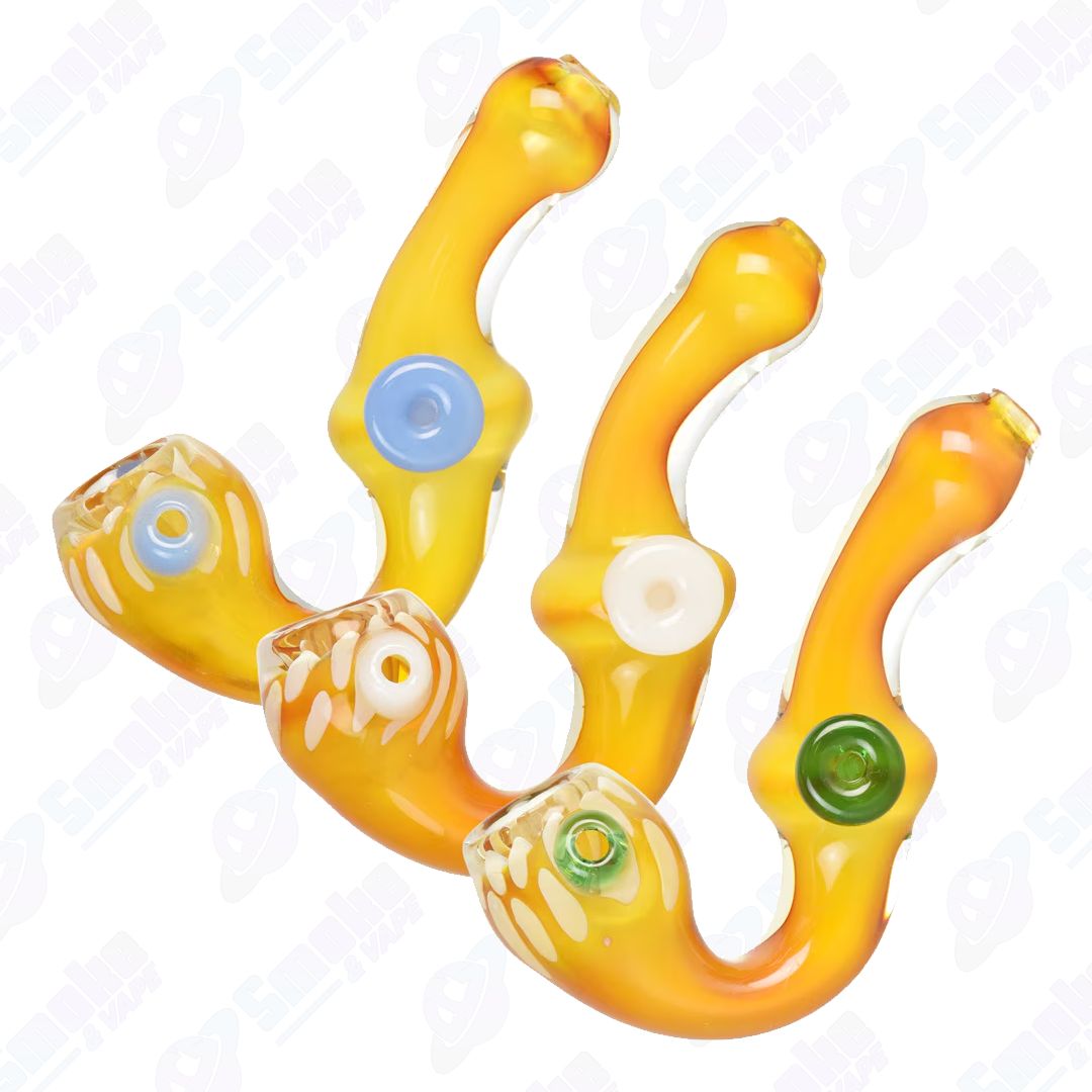 Golden Magma Bubbles Sherlock Hand Pipe - 5“/Colors Vary