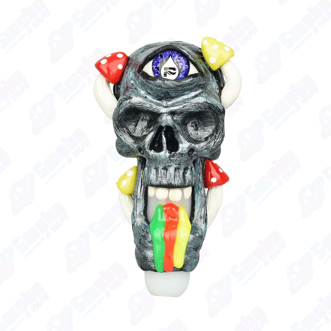 Pulsar Rainbow Puking Skull Spoon Pipe - 5.5“